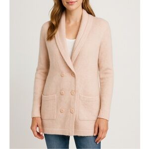 Moda International Blush Angora Double-Breasted Cardigan Sweater
